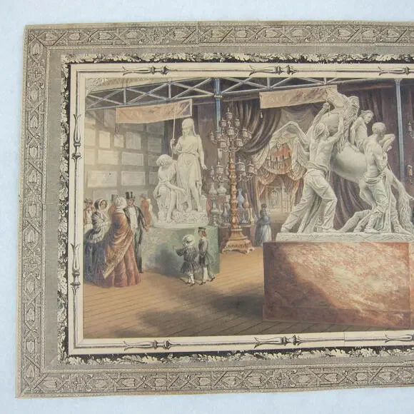 Antique George Baxter Print Great Exhibition 1851 Austria Court RARE